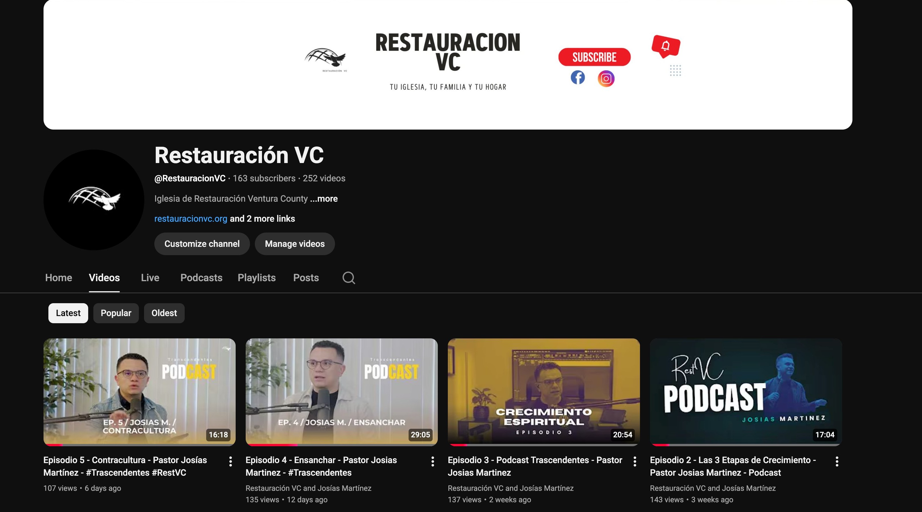 Canal de YouTube de Restauración VC